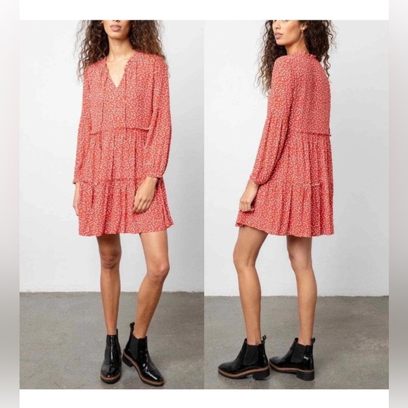 Rails Everly Carmine Daisies Tiered A-line Flowy Dress Size XS - Picture 2 of 11